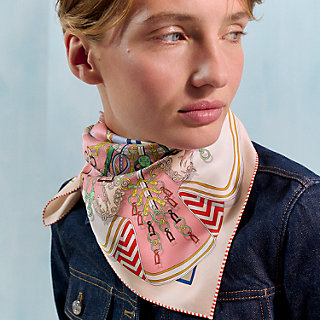 Bouquets Sellier scarf 70 - Pink | Hermès UAE